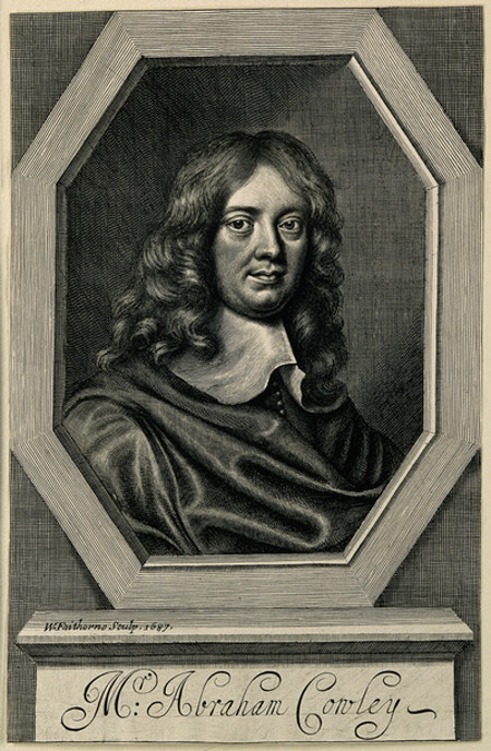 Abraham Cowley. Line engraving by W. Faithorne, 1687, after Sir P. Lely. Wellcome Collection. 