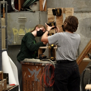 Students at work in the Scene Shop