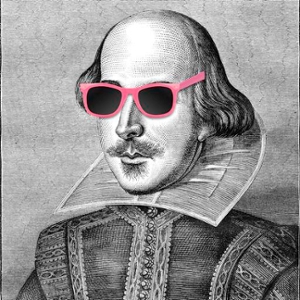 William Shakespeare with pink sunglasses