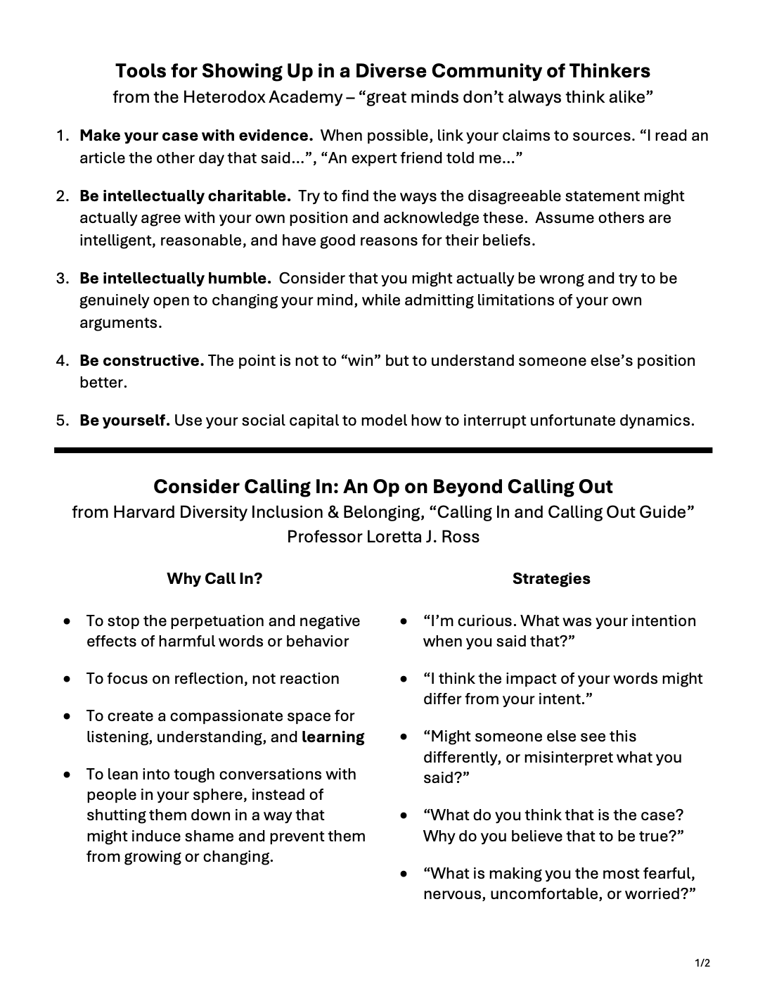 Event handout.