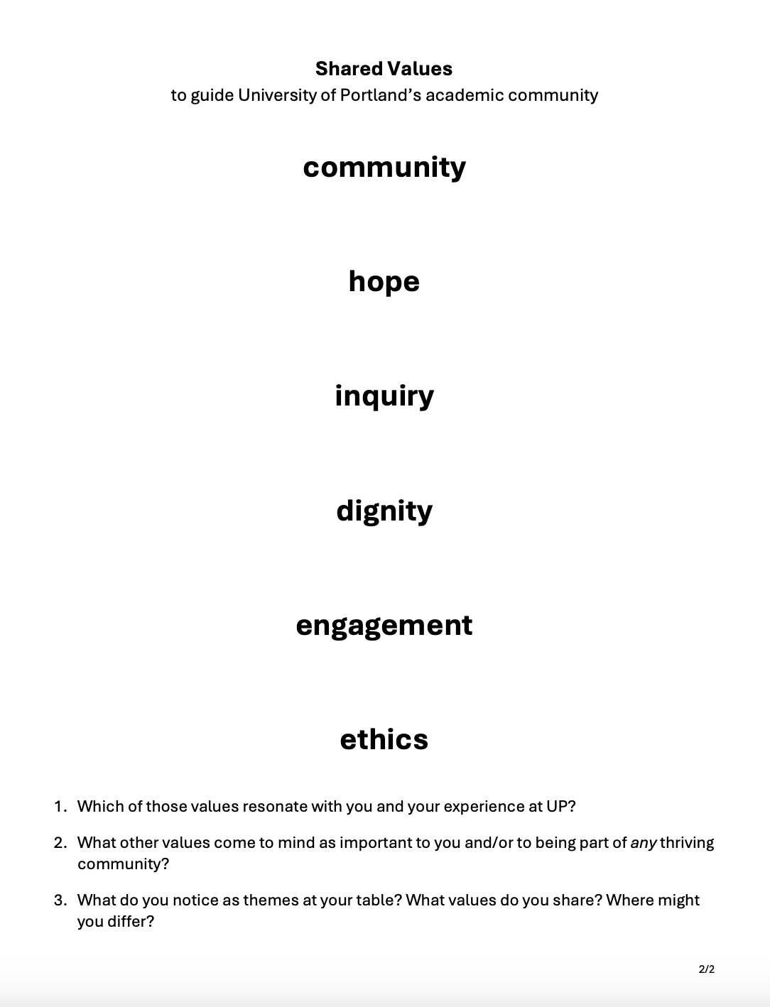 Event handout.