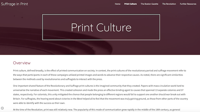 Suffrage print culture website.