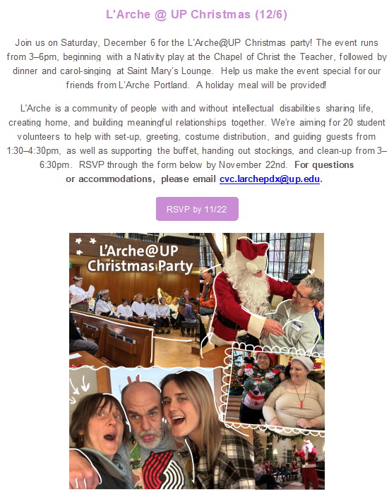 Join us on December 6, 3-6pm at Saint Mary's Lounge,RSVP by 11/22